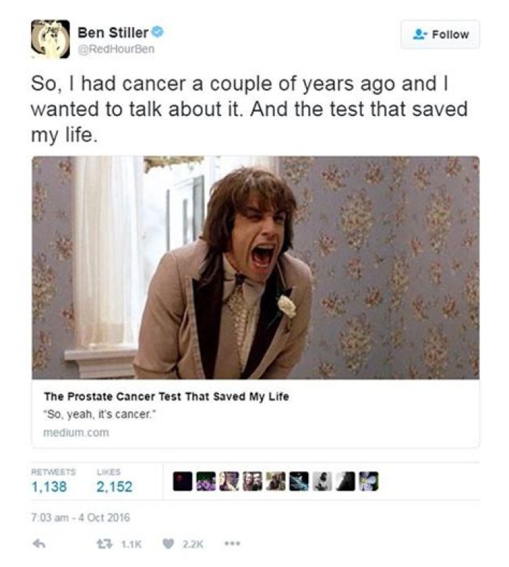 Ben Stiller Reveals Secret Battle With Prostate Cancer