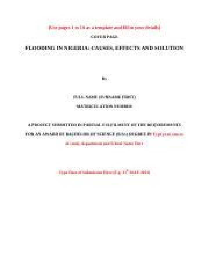 FLOODING IN NIGERIA: CAUSES, EFFECTS AND SOLUTION