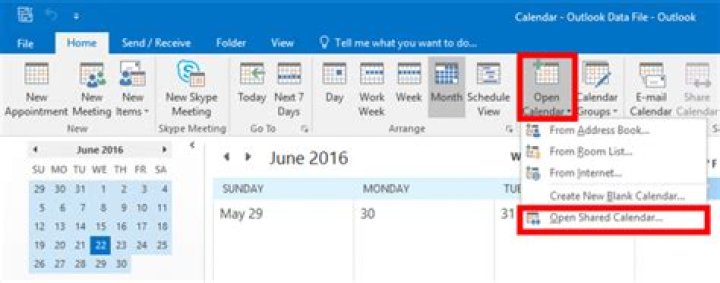 How to open outlook calendar