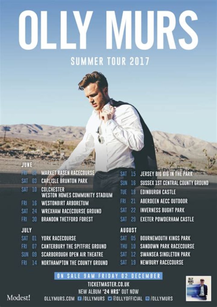 Olly Murs announces UK summer tour dates for 2017