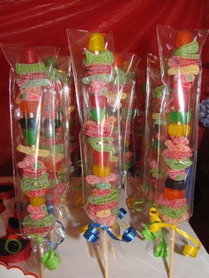 Out of party favor ideas? Try these candy kabobs!