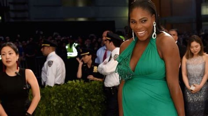 Serena Williams holds a '50s themed baby shower