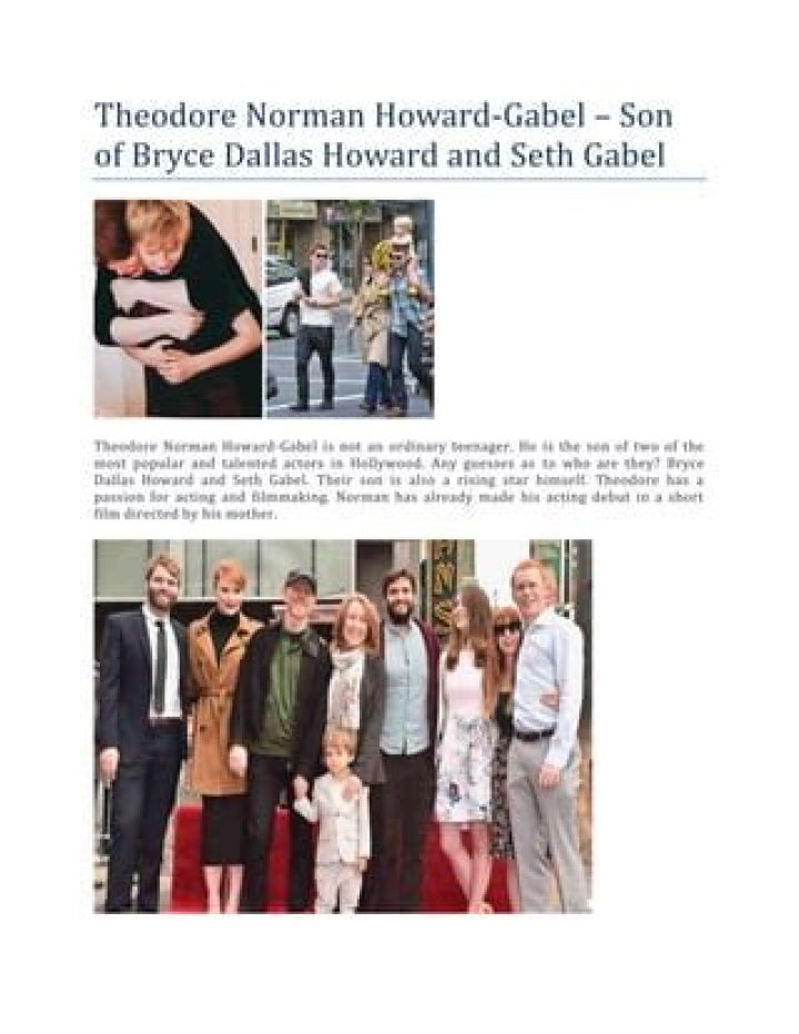 Theodore Norman Howard Gabel- All About Bryce Dallas Howard’s Son