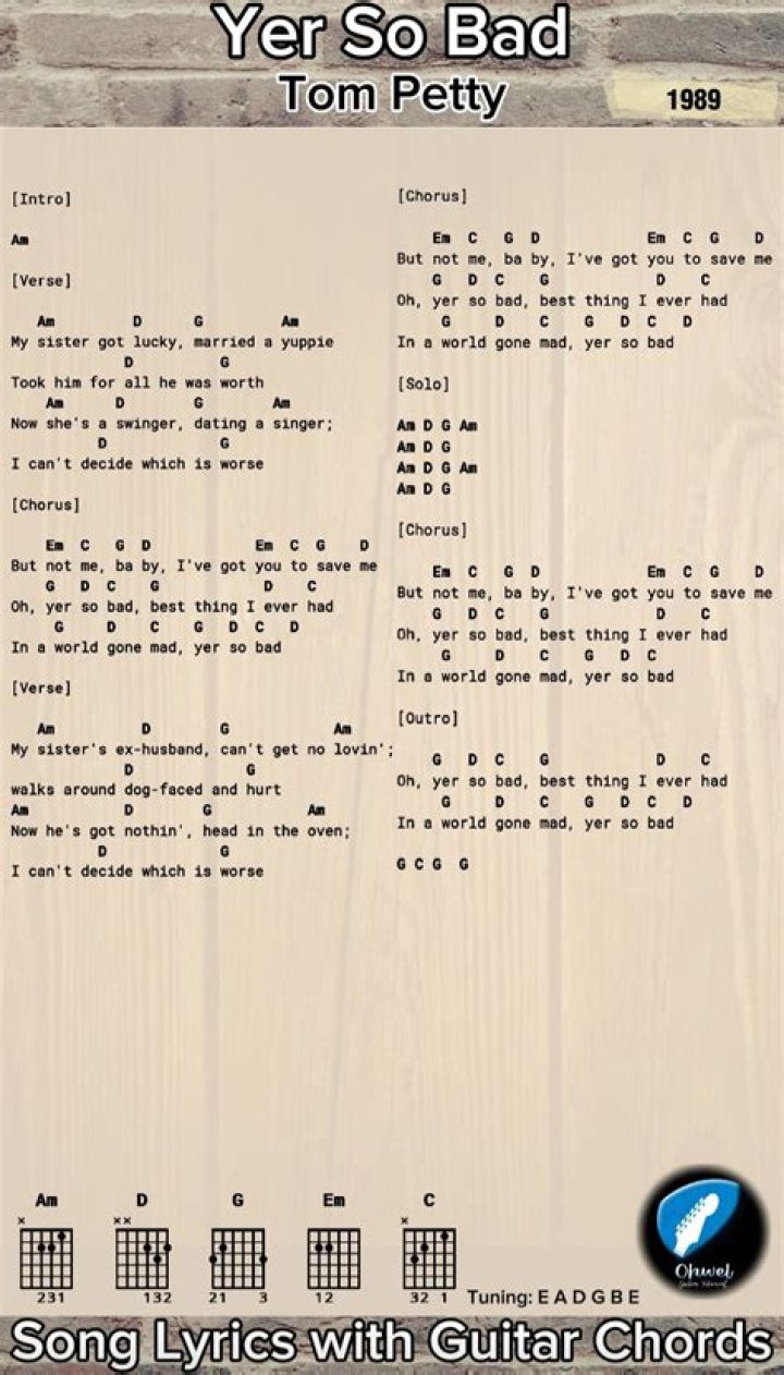 Tom Petty’s
Yer So Bad Lyrics